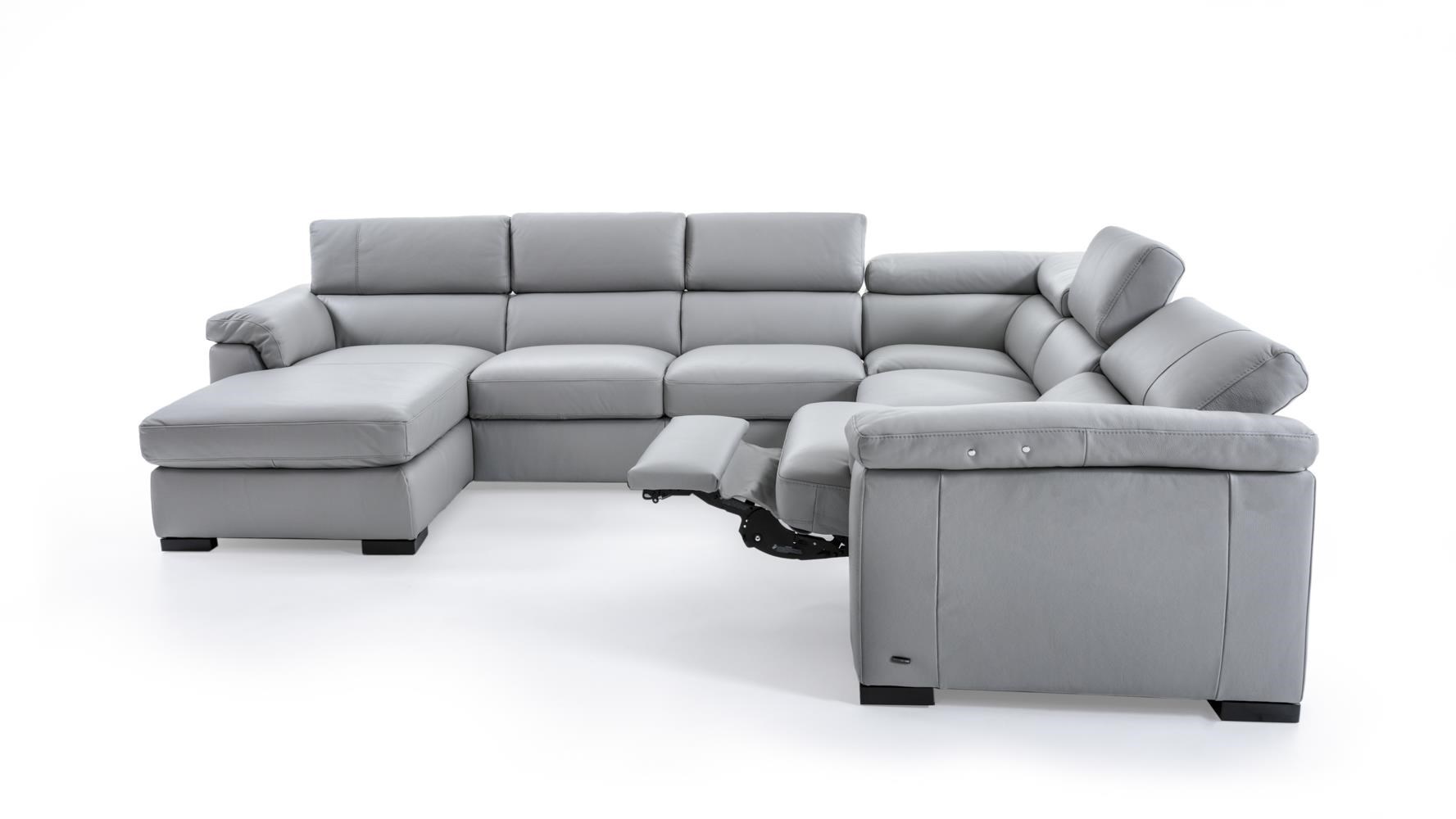 Natuzzi Editions B634 B634 Sect 1 GRAY Contemporary Leather Sectional